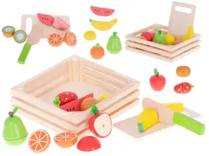 Wooden fruit for cutting with magnet in box accessories