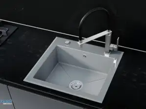 Single-chamber glass sink grey Ebro