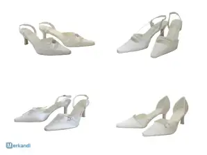 LADIES 'WEDDING SHOES SATIN SHOES HEELS WHITE BEIGE