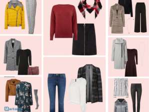 Разнообразна партида от маркови нови дрехи за жени различни модели