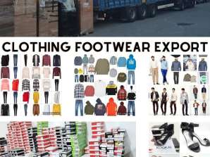 Predaj exportných odevov a obuvi - Ženy, muži a deti