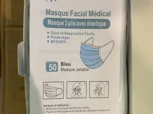 Masque chirurgicaux bleus type iir français EN14683:2019