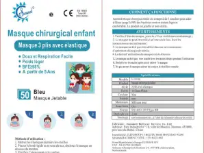 Kids blue surgical mask type IIR French EN14683:2019