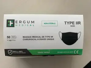 Black surgical mask type iir French EN14683:2019