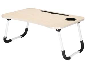 Tavolo per laptop marrone chiaro pieghevole imitazione legno HA4004
