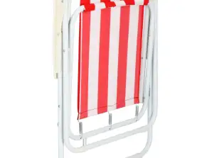 Krzesło składane turystyczne na plażę czerwone pasy GC0052