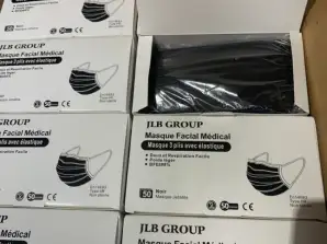 Černé chirurgické masky typu IIR Francouzský standard EN14683:2019 - šarže 2000 kusů