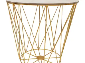 Loft coffee table 35cm metal basket industrial gold CT0028