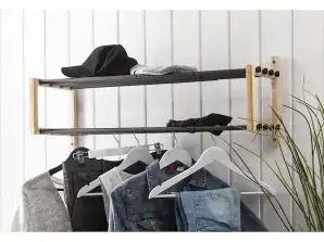 Nastavitelný dřevěný a kovový stojan na boty - ideální pro maloobchodní sklady