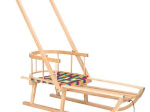 Kinderschlitten aus Holz mit Sitz, Rückenlehne und einem Schieber SAN0