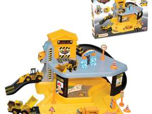 Construction Garage Set for Child's Imagination with 2 Metal Cars
