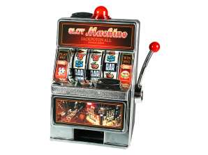 Plastic Savings bank, Slot Machine with Sound and LED,  19 x 13.5 cm