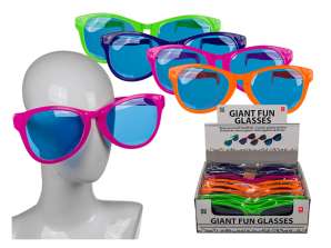 Gigantyczne plastikowe okulary zabawne z kolorowymi szkłami, ok. 25 cm