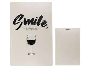 Metalna natpisna pločica s osmijehom, tu je vino, oko 20 x 30 cm