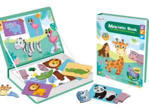 Magnetická puzzle kniha s magnetickými safari zvířátky 47 dílků.