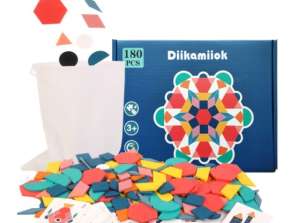 Fa puzzle montessori színes mozaik formák 180 darab