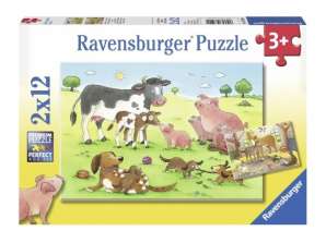 Glückliche Tierfamilien   Puzzle 2 x 12 Teile