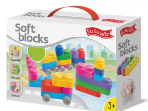 Soft Blocks Plus Wheels (25 stuks + 16 wielen). Educatief speelgoed 3+