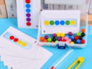 Montessori vzdělávací puzzle barevné kuličky učící se počítat barvy výuková sada XXl 66 ks.