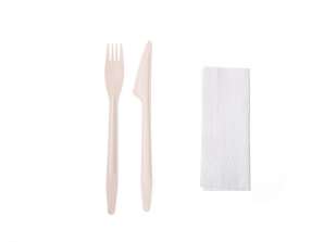 Disposable Wooden 2+1 Set ECO-cutlery 160 mm - Biodegradable Birch Wood (Pack of 300)