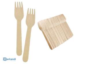 100 stuks houten vorken - perfect voor picknicks, barbecues en kampvuren
