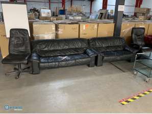1 x leather sofa. 1 x leather armchair, 1 x rocking relaxation chair, 1 x office chair