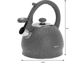 Kinghoff KH-1405 Traditional Steel Whistling Kettle 2L - Grey Induction-Compatible