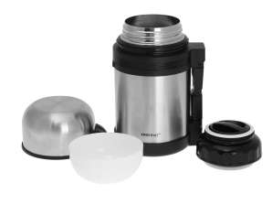 Kinghoff Durable Black Stainless Steel Thermos 0.8L - Ideal for Maintaining Temperature