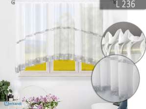 READY CURTAIN VOILE ZIRCONIA ARCH - 150x400cm, White Color, Decorated With Cubic Zirconia Strip and 3