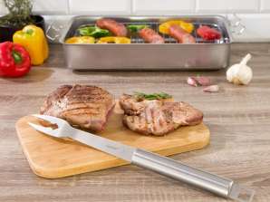 Premium Edelstahl BBQ Fleischgabel 43,5 cm für Kulinarik-Profis