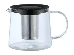 Kinghoff Large Capacity Borosilicate Glass Tea Pot - 1000ml with Heat Resistant Stainless Steel Filter