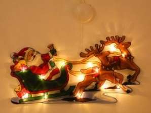 LED-valot roikkuvat joulukoristeena Joulupukin reki