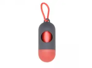 Red-Gray Dog Waste Bag Holder with Practical Hook for Easy Attachment