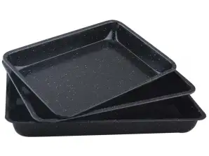 Durable 3-Piece Baking Tray Set - High Heat Resistance, Easy Cleaning, Varied Sizes