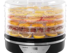 Déshydrateur alimentaire 350W Klausberg avec 5 plateaux amovibles, sans BPA, construction en acier inoxydable