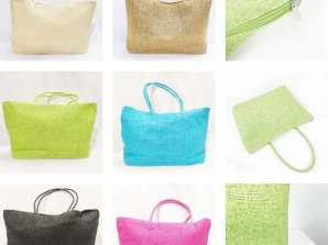 Vasariniai rafijos krepšiai įvairių spalvų