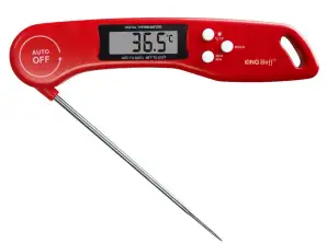 Versatile Kitchen Thermometer for Accurate Cooking - Features °C/°F, Backlight, and More in Red