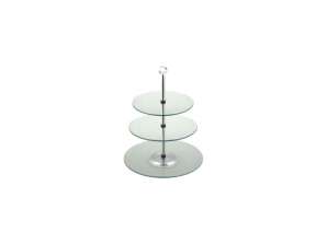 Elegant 3-Tier Steel Cake Stand - Tempered Glass with Silver Welding Handle - 30x25x20cm Dimensions for Events and Catering