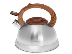 Premium Stainless Steel Whistling Kettle KH-3336 with Wooden Handle - 3.0L Capacity for All Heat Sources