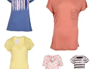 Geassorteerde Dames T-Shirts Collectie: Verscheidenheid in Kleuren & Maten XS-M - Nieuw met Tags