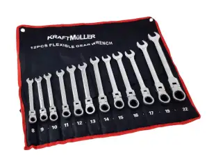 12 PCS Ratchet Wrench Set - KRAFTMULLER, DIY Tool Sets & Tools - 72-tooth ratcheting bit only needs 5° to move fasteners, compared to 30° for standard wrenches. Off-center