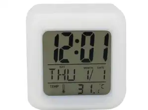 Reloj despertador multifuncional con cambio de color con pantalla de temperatura para oficina y escuela