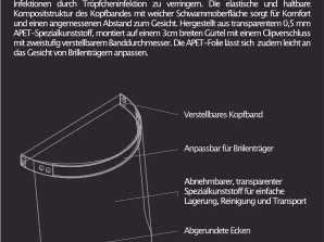 Gelaatsscherm Vizier Vizier Schild Gezichtsmasker Faceshield Gemaakt in de EU