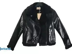 Зимова жіноча куртка LM7008 виготовлена зі штучної шкіри та обшита штучним хутром всередині