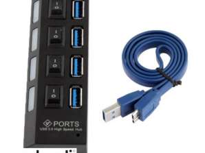 Hub USB 3.0 cu 4 porturi viteze de transfer de până la 5 Gbs