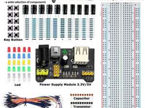 Zestaw podzespołów elektronicznych diody / przyciski / płytka stykowa LED MB102