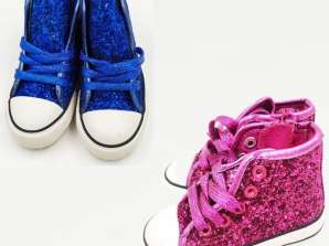 Błyszczące wysokie dziecięce buty sportowe - hurtownia obuwia