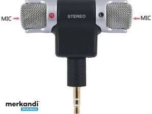 Microfon stereo articulat la 90°, mufă de 3,5 mm cu 3 poli pentru PC