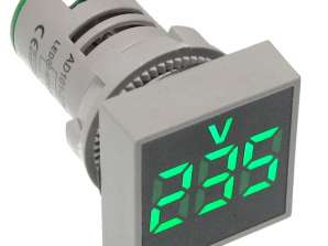 Square digital panel voltmeter - green