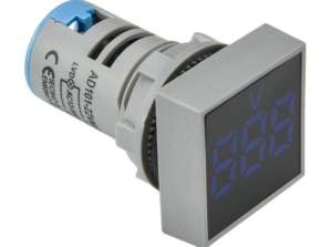Štvorcový panel digitálny voltmeter - modrý